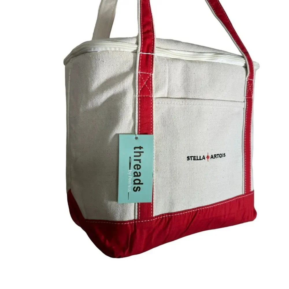 Stella Artois Canvas Tote Cooler Beverage Bag Ice Chest Red Cream‎ Unisex